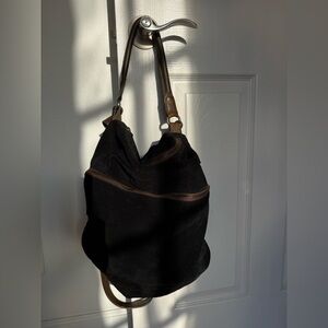 NWT Free People 100% leather suede Black Bag with two handles
